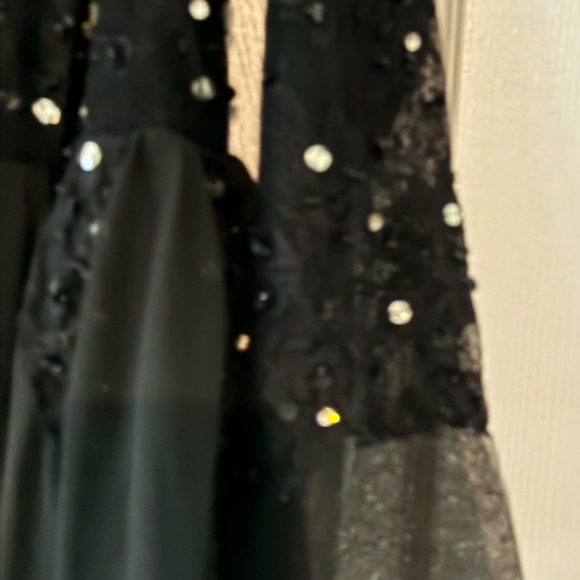 Women’s plus black gown with jewels & train (custom) - Picture 3 of 5